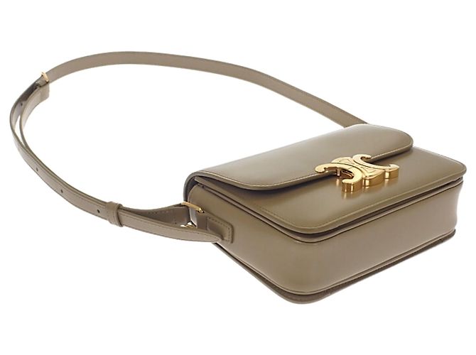 Céline Celine Brown Teen Shiny Calfskin Triomphe Crossbody Marrone Cachi - vista 15