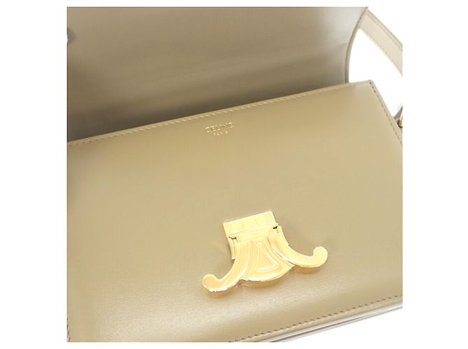 Céline Celine Brown Teen Shiny Calfskin Triomphe Crossbody Marrone Cachi - vista 9