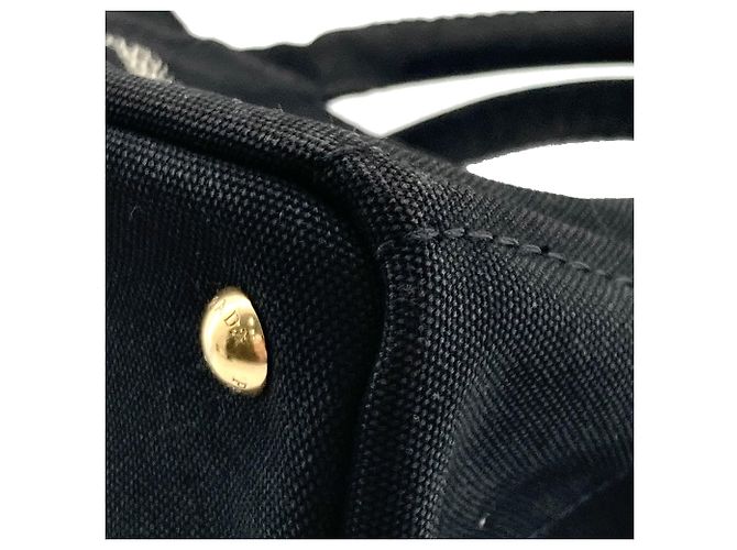 Prada Small Canvas Canapa Logo Tote Schwarz - Ansicht 13