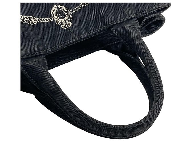 Prada Small Canvas Canapa Logo Tote Schwarz - Ansicht 17