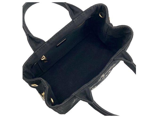 Prada Small Canvas Canapa Logo Tote Schwarz - Ansicht 4