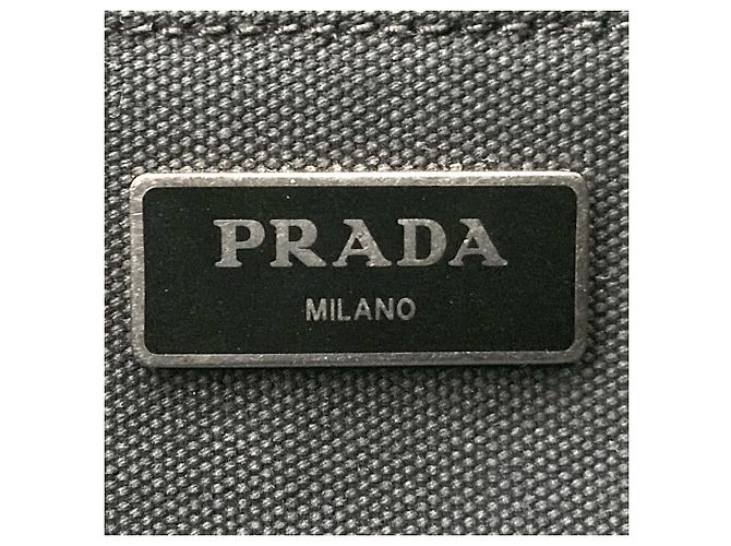 Prada Small Canvas Canapa Logo Tote Schwarz - Ansicht 5