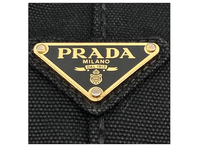 Prada Small Canvas Canapa Logo Tote Schwarz - Ansicht 6