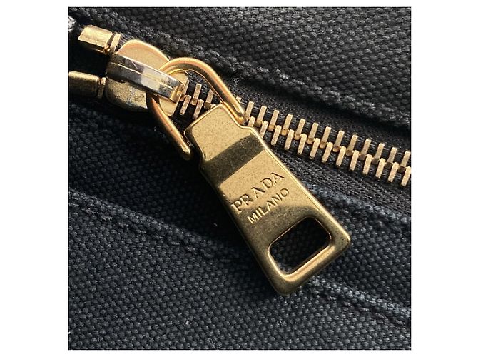 Prada Small Canvas Canapa Logo Tote Schwarz - Ansicht 7