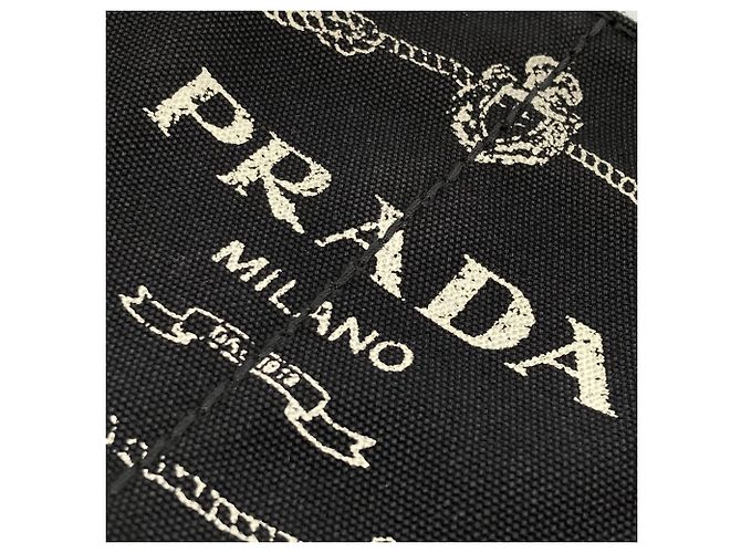 Prada Small Canvas Canapa Logo Tote Schwarz - Ansicht 9