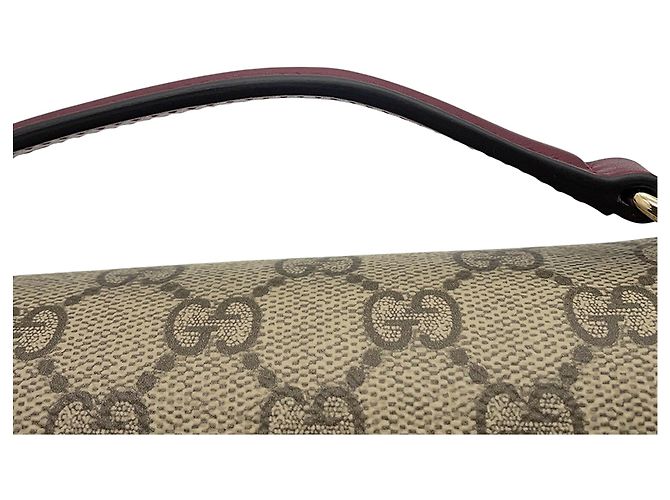 Borsa Gucci Beige GG Supreme Horsebit 1955 con manico superiore - vista 11