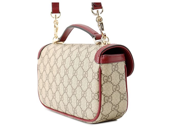 Borsa Gucci Beige GG Supreme Horsebit 1955 con manico superiore - vista 2