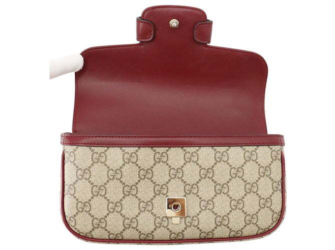 Borsa Gucci Beige GG Supreme Horsebit 1955 con manico superiore - vista 4