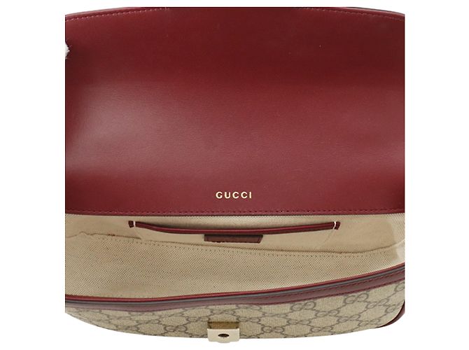 Borsa Gucci Beige GG Supreme Horsebit 1955 con manico superiore - vista 5