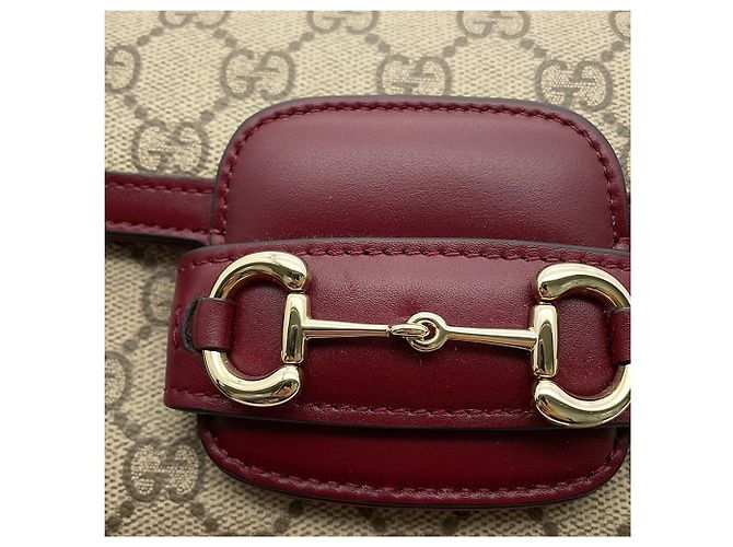 Borsa Gucci Beige GG Supreme Horsebit 1955 con manico superiore - vista 6