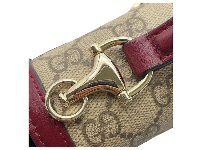 Borsa Gucci Beige GG Supreme Horsebit 1955 con manico superiore - vista 9