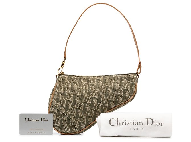 Autre Marque Pochette Saddle Mini Diorissimo in tela verde Dior - vista 7