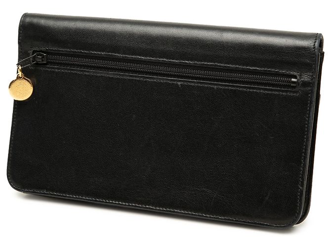 Cartera larga con solapa Chanel Black CC de piel de cordero acolchada Negro - vista 2