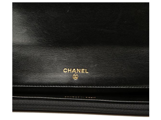 Cartera larga con solapa Chanel Black CC de piel de cordero acolchada Negro - vista 5