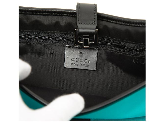 Borsa a tracolla Jackie Gucci in tela blu - vista 5
