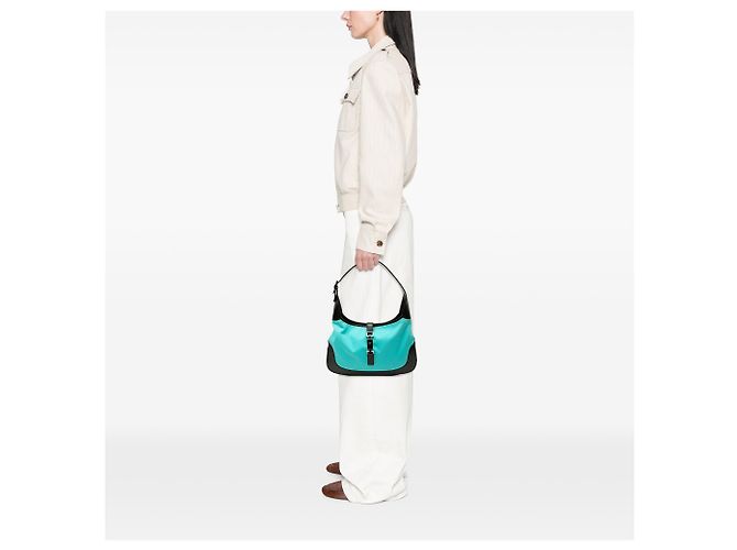 Borsa a tracolla Jackie Gucci in tela blu - vista 6