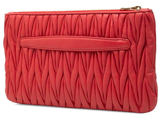 Clutch Miu Miu in nappa matelassé rossa Rosso - vista 2