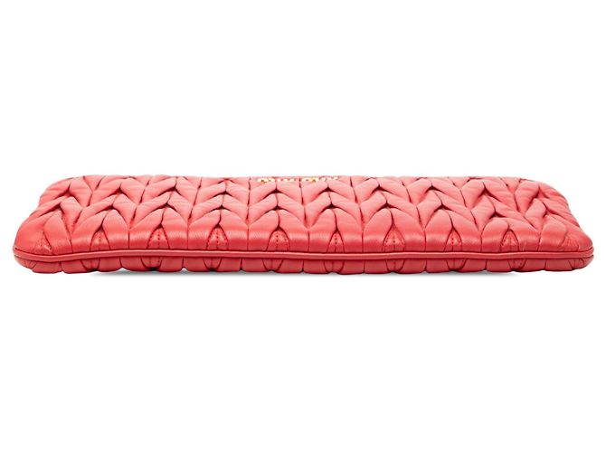 Clutch Miu Miu in nappa matelassé rossa Rosso - vista 3