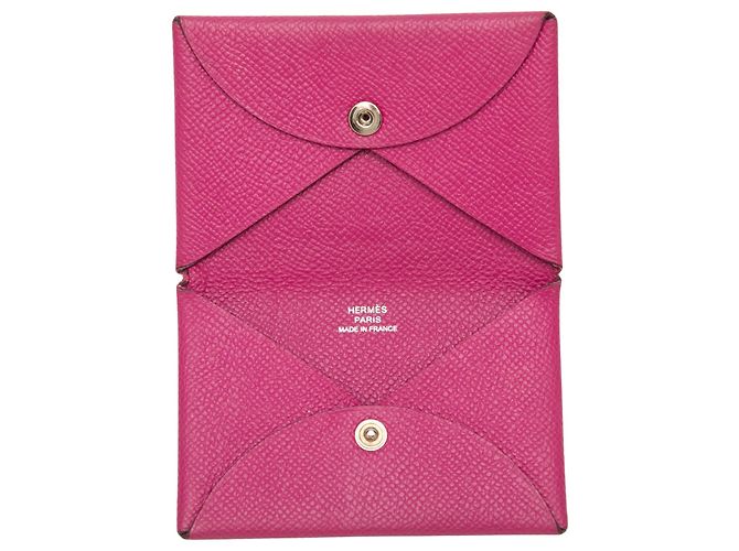 Tarjetero Hermès Calvi en Epsom rosa - vista 4