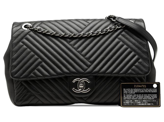 Chanel Black Large Lambskin CC Crossing Flap Nero - vista 7