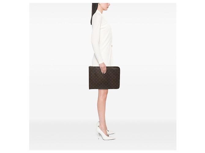 Louis Vuitton Brown Monogram Poche Documents Portfolio Marrone - vista 6