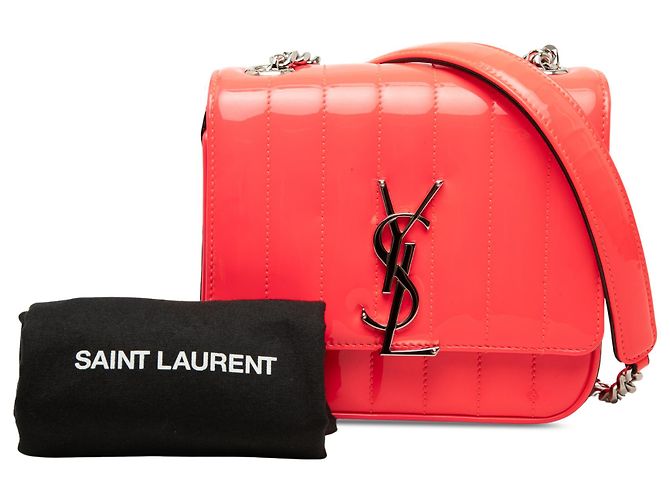 Autre Marque Borsa a catena Vicky Small Monogram in vernice Orange Saint Laurent Rosso Arancione - vista 7