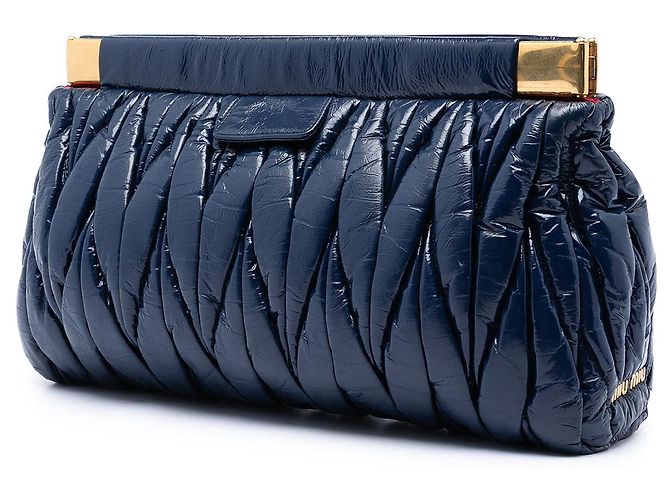 Clutch con struttura in vernice Matelassé blu Miu Miu Blu navy - vista 2