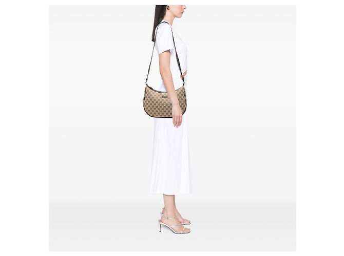 Borsa a tracolla Gucci in tela GG beige - vista 6
