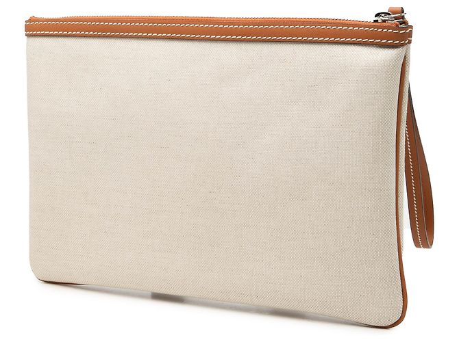 Clutch Gucci in tela beige con logo - vista 2