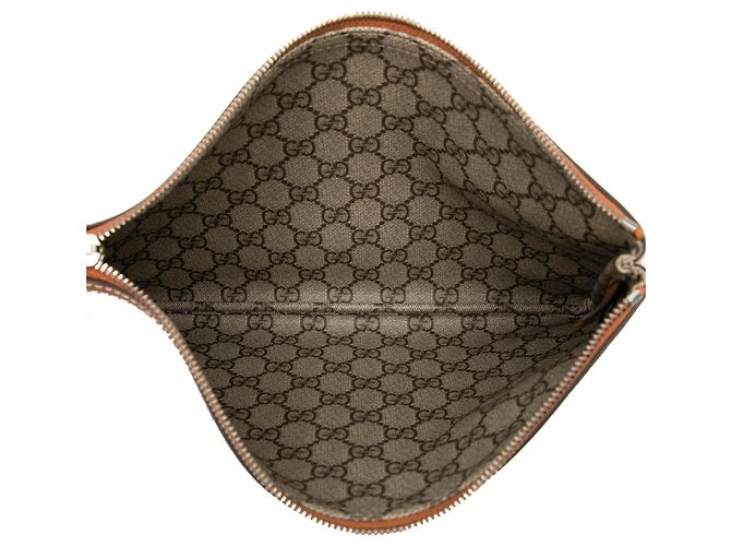 Clutch Gucci in tela beige con logo - vista 4