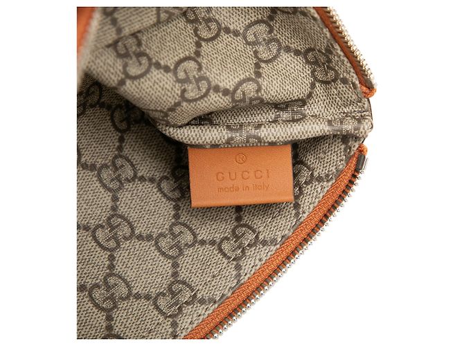 Clutch Gucci in tela beige con logo - vista 5
