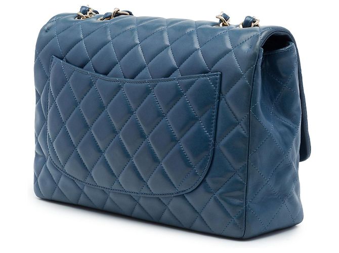 Chanel Blue Jumbo Classic Lambskin Single Flap Blau Dunkelblau - Ansicht 2