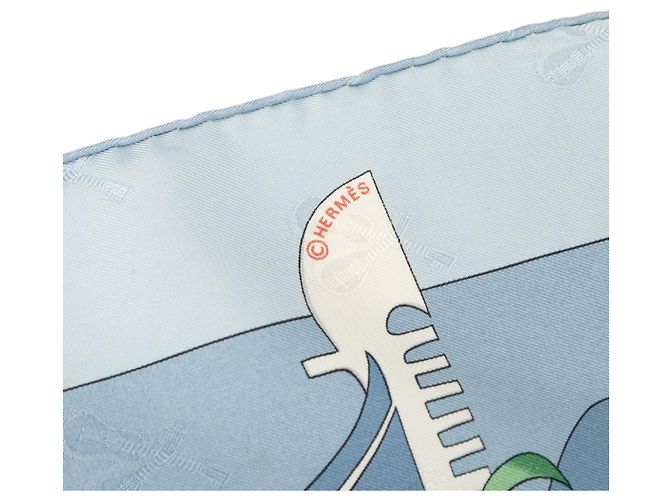 Hermès Blue Le Carnaval de Venise Seidentuch 90 Blau Hellblau - Ansicht 3