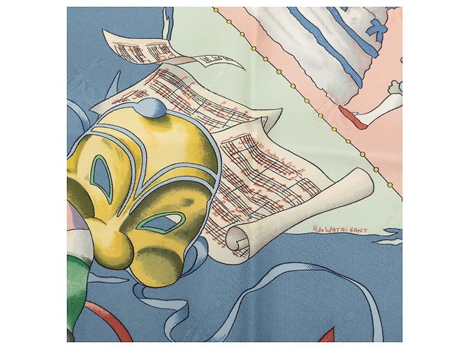 Hermès Blue Le Carnaval de Venise Seidentuch 90 Blau Hellblau - Ansicht 5
