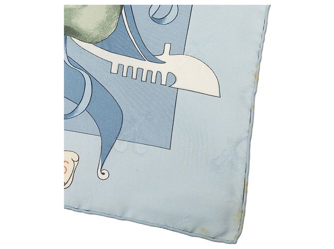 Hermès Blue Le Carnaval de Venise Seidentuch 90 Blau Hellblau - Ansicht 6
