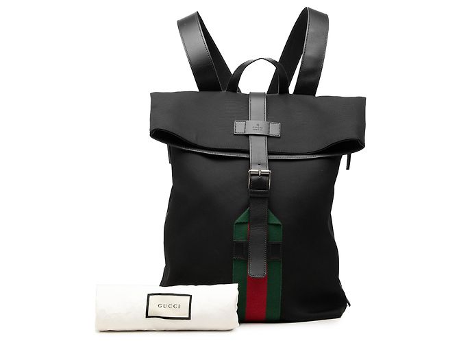 Zaino Gucci in tela nera Techno Web con patta Nero - vista 7