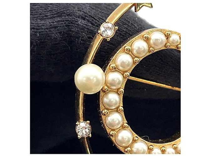 Autre Marque Spilla Clair D Lune Dior Gold placcata in oro con cristalli e perle sintetiche D'oro - vista 5