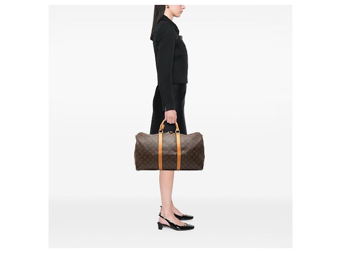 Louis Vuitton Brown Monogram Keepall Bandouliere 50 Marrone - vista 7