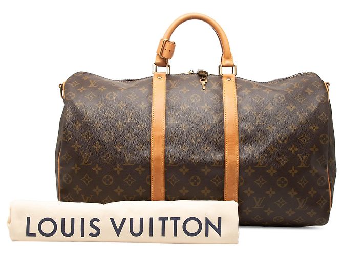 Louis Vuitton Brown Monogram Keepall Bandouliere 50 Marrone - vista 8