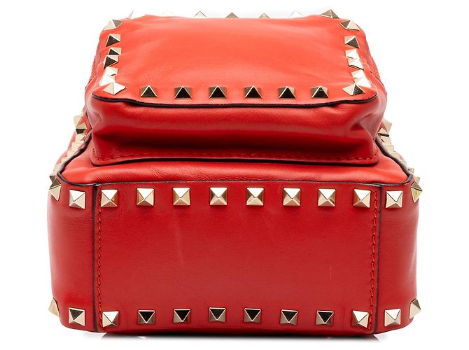 Mini zaino Rockstud Valentino in vitello rosso - vista 3