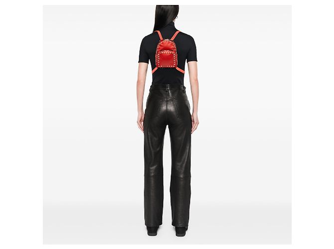 Mini zaino Rockstud Valentino in vitello rosso - vista 6