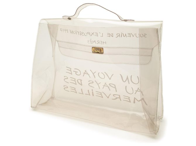 Sac à main Hermès Kelly Souvenir De L Exposition en vinyle blanc - vue 2