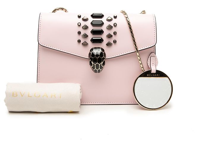 Bulgari Borsa a tracolla Bvlgari Serpenti Forever in vitello rosa decorata - vista 7