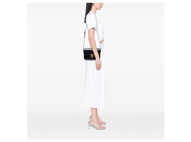 Céline Celine Black Classique Shiny Calfskin Triomphe Crossbody Schwarz - Ansicht 6