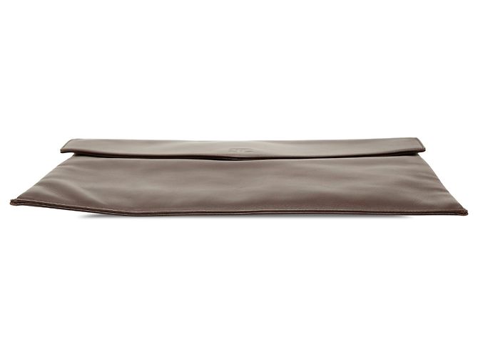 Clutch a Busta Chanel in Pelle di Vitello Liscia Marrone CC Marrone scuro - vista 3