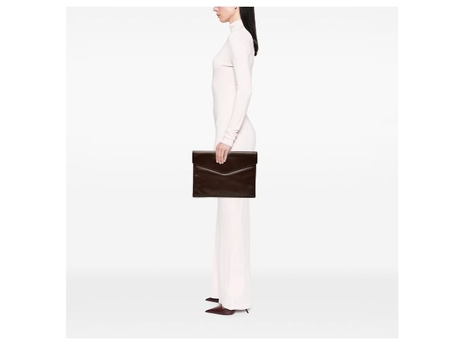 Clutch a Busta Chanel in Pelle di Vitello Liscia Marrone CC Marrone scuro - vista 6
