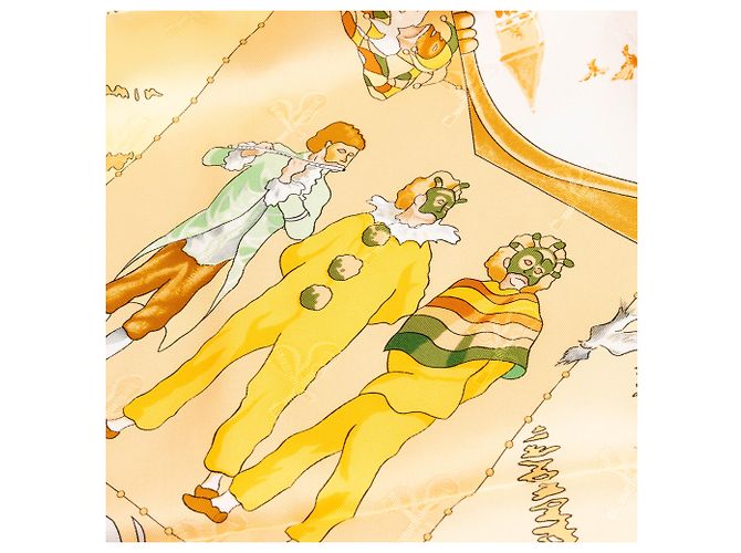 Hermès Brown Le Carnaval de Venise Seidentuch 90 Braun Hellbraun - Ansicht 6