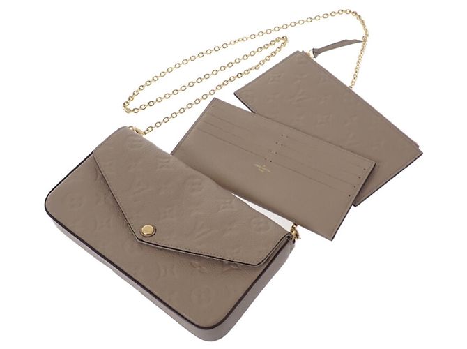 Pochette Félicie Louis Vuitton Brown Monogram Empreinte Pochette Felicie Marrone Taupe - vista 11