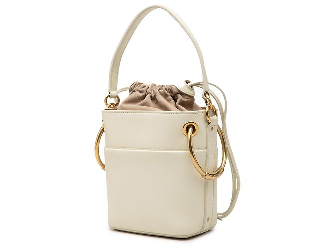 Mini Bolsa Bucket Roy Chloé em couro de bezerro branco Fora de branco - vista 2