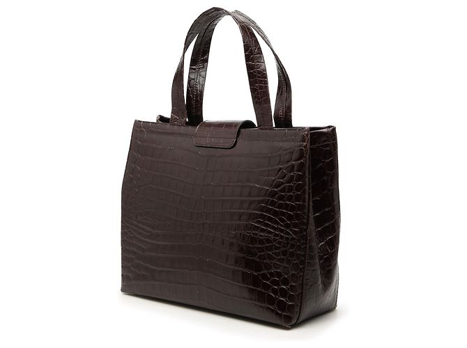 Salvatore Ferragamo Bolsa Ferragamo Vara Bow em couro com relevo de crocodilo marrom - vista 2